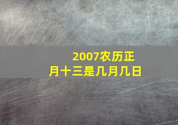 2007农历正月十三是几月几日