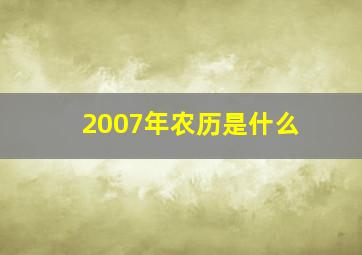 2007年农历是什么