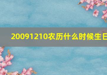 20091210农历什么时候生日