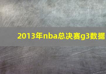 2013年nba总决赛g3数据