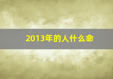 2013年的人什么命