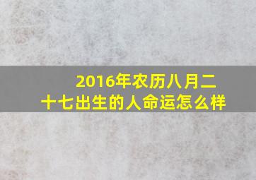 2016年农历八月二十七出生的人命运怎么样