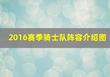 2016赛季骑士队阵容介绍图