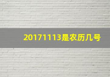 20171113是农历几号