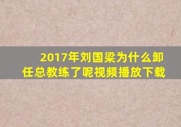 2017年刘国梁为什么卸任总教练了呢视频播放下载