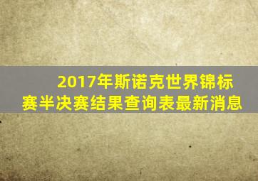 2017年斯诺克世界锦标赛半决赛结果查询表最新消息