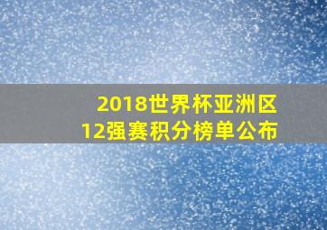 2018世界杯亚洲区12强赛积分榜单公布