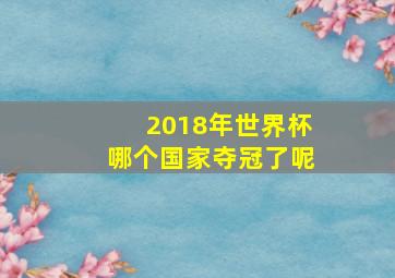 2018年世界杯哪个国家夺冠了呢