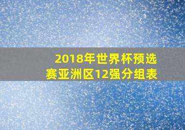 2018年世界杯预选赛亚洲区12强分组表