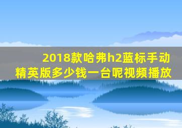 2018款哈弗h2蓝标手动精英版多少钱一台呢视频播放