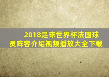 2018足球世界杯法国球员阵容介绍视频播放大全下载