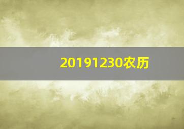 20191230农历