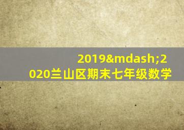 2019—2020兰山区期末七年级数学