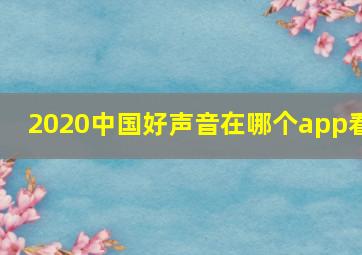 2020中国好声音在哪个app看