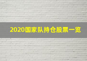 2020国家队持仓股票一览