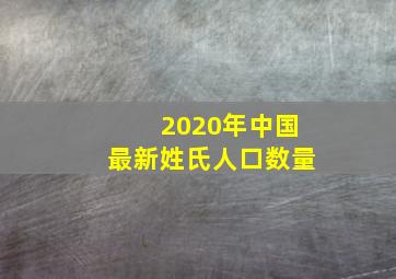 2020年中国最新姓氏人口数量