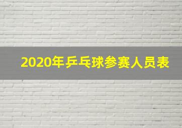 2020年乒乓球参赛人员表