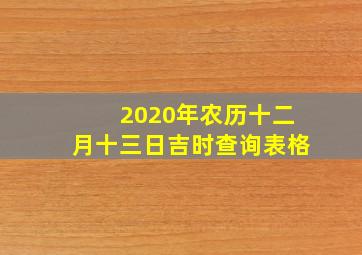 2020年农历十二月十三日吉时查询表格