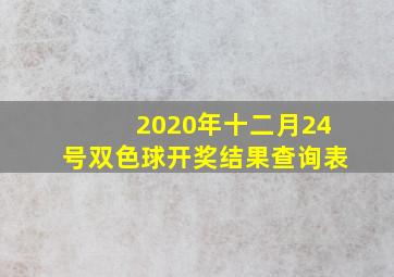 2020年十二月24号双色球开奖结果查询表