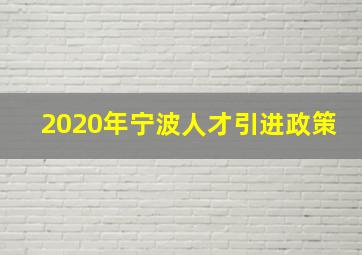 2020年宁波人才引进政策