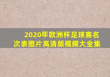 2020年欧洲杯足球赛名次表图片高清版视频大全集