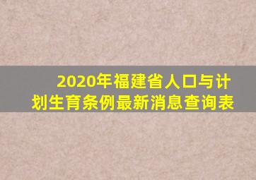 2020年福建省人口与计划生育条例最新消息查询表