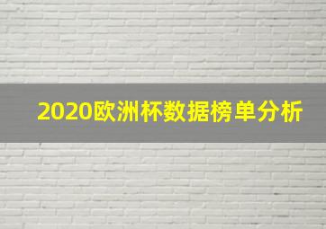 2020欧洲杯数据榜单分析