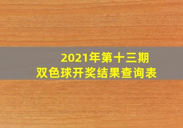 2021年第十三期双色球开奖结果查询表