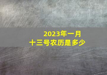 2023年一月十三号农历是多少