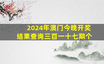 2024年澳门今晚开奖结果查询三百一十七期个