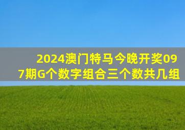 2024澳门特马今晚开奖097期G个数字组合三个数共几组