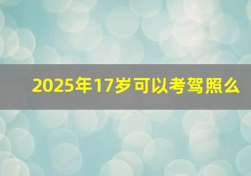 2025年17岁可以考驾照么