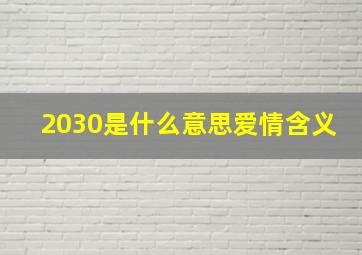 2030是什么意思爱情含义