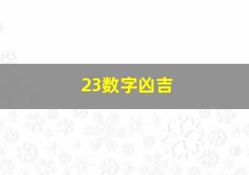 23数字凶吉