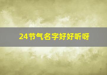 24节气名字好好听呀