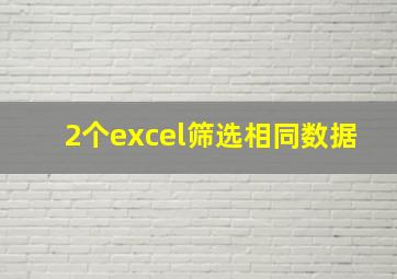 2个excel筛选相同数据