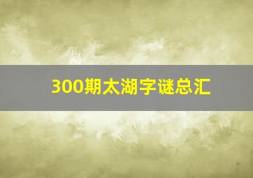 300期太湖字谜总汇