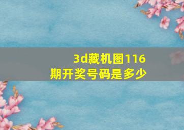 3d藏机图116期开奖号码是多少