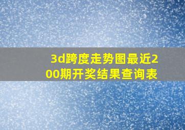 3d跨度走势图最近200期开奖结果查询表