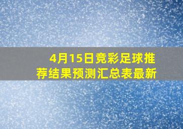 4月15日竞彩足球推荐结果预测汇总表最新