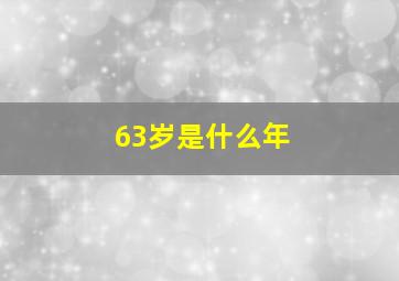 63岁是什么年