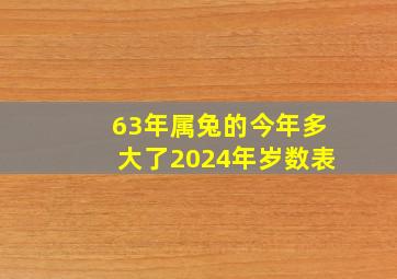 63年属兔的今年多大了2024年岁数表