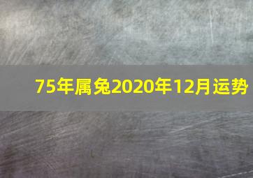 75年属兔2020年12月运势