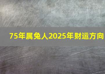 75年属兔人2025年财运方向