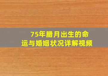 75年腊月出生的命运与婚姻状况详解视频