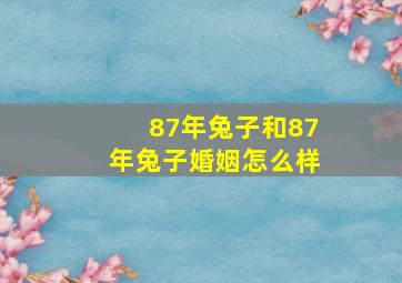 87年兔子和87年兔子婚姻怎么样