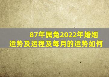 87年属兔2022年婚姻运势及运程及每月的运势如何