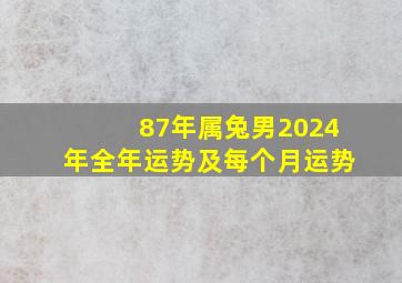 87年属兔男2024年全年运势及每个月运势