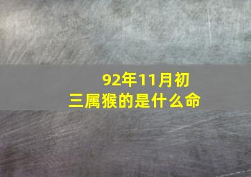 92年11月初三属猴的是什么命