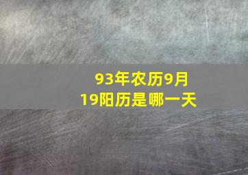 93年农历9月19阳历是哪一天